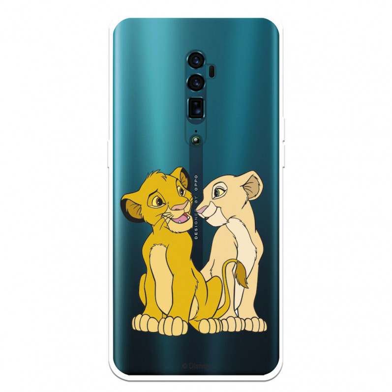 Funda para Oppo Reno 10 X Zoom Oficial de Disney Simba y Nala Silueta - El Rey León