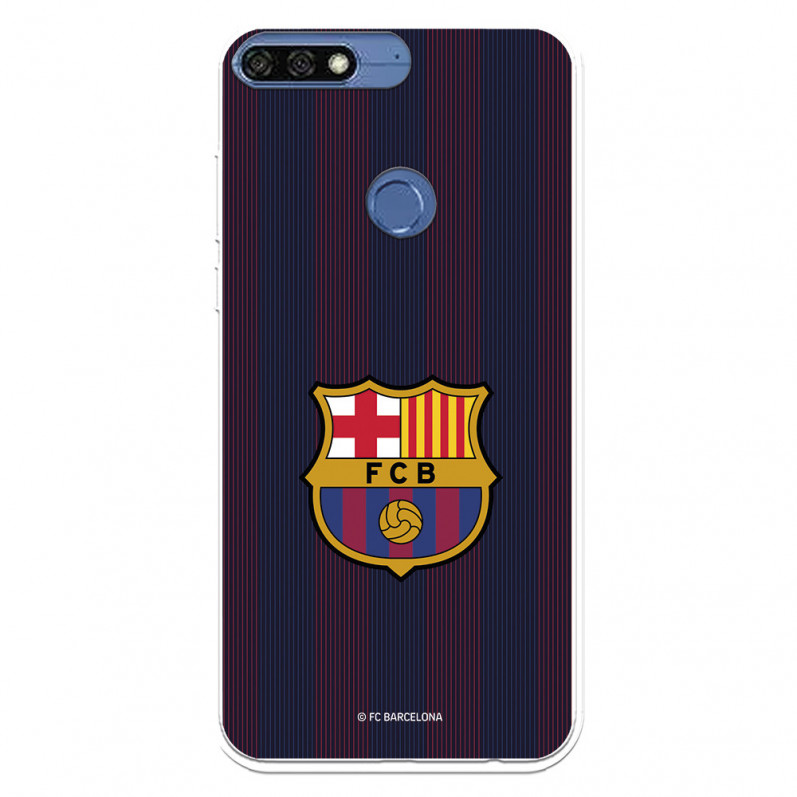 Huawei Pouzdro Barcelona Y7 2018 Blue and Blue Stripes pro - Oficiální licence FC Barcelona