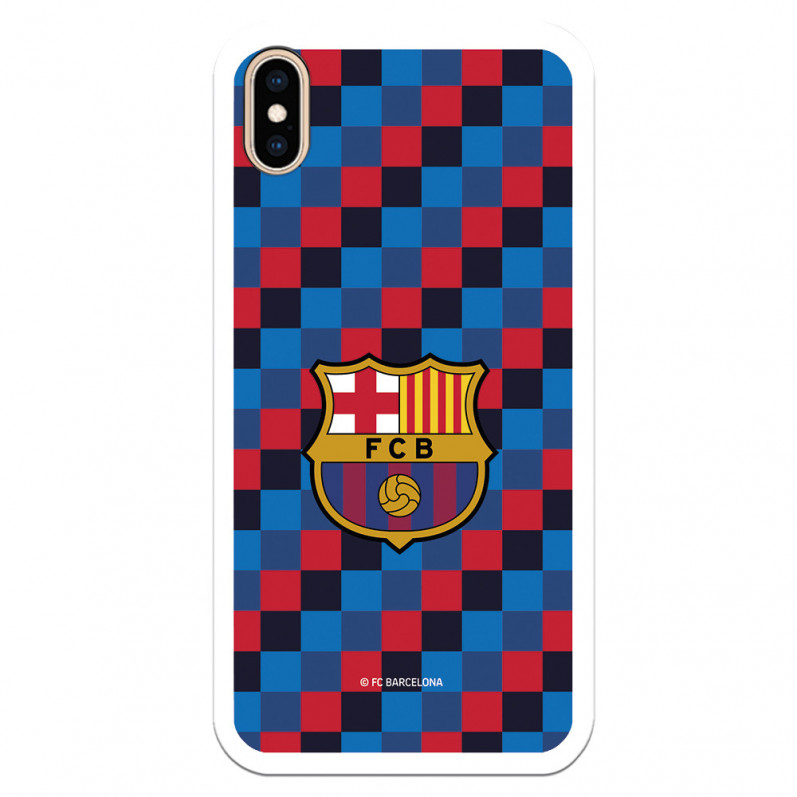 Případ pro iPhone XS Max barcelona Shield Plaid Background - oficiální licence FC Barcelona