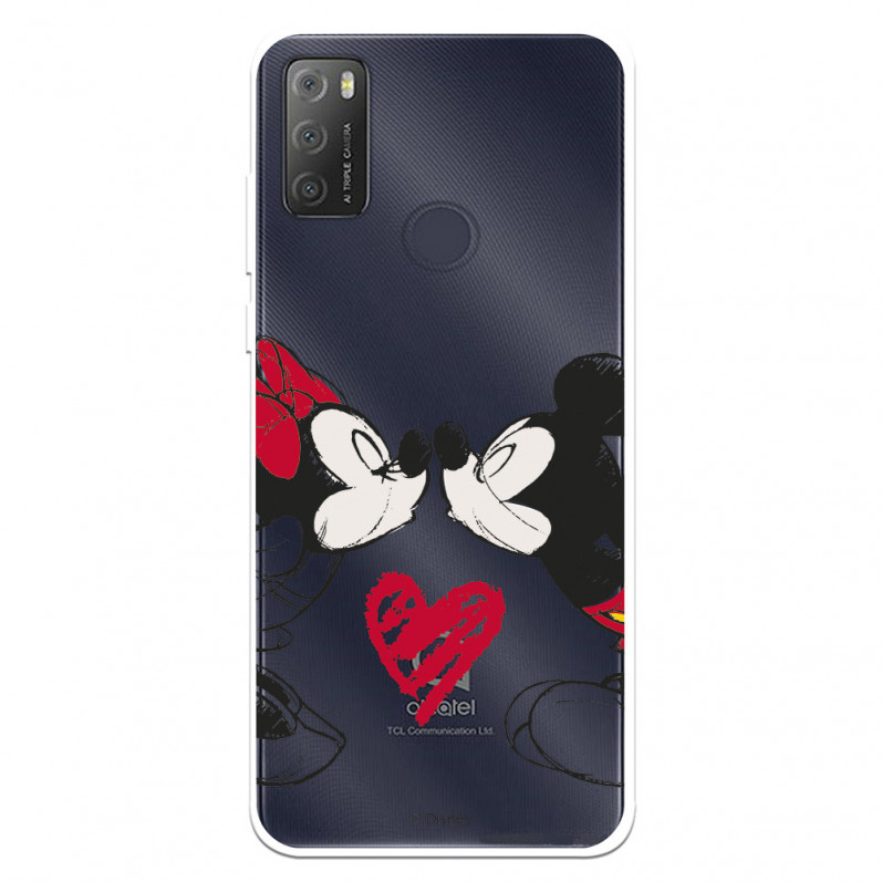 Funda para Alcatel 1S 2021 Oficial de Disney Mickey y Minnie Beso - Clásicos Disney