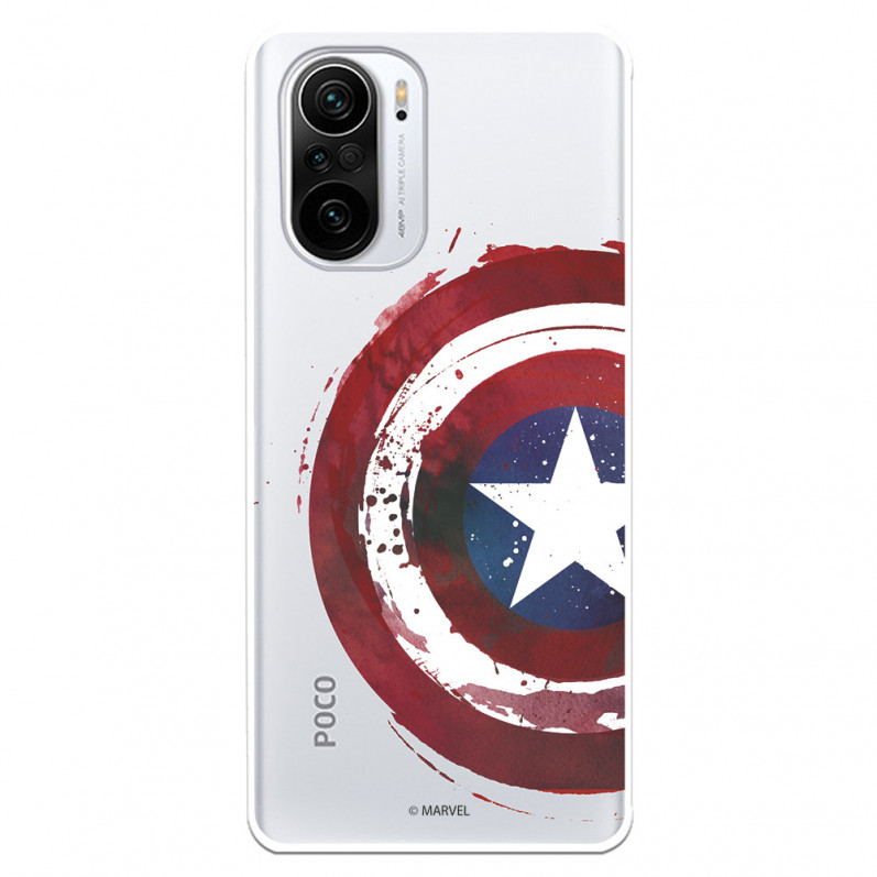 Funda para Xiaomi Poco F3 Oficial de Marvel Capitán América Escudo Transparente - Marvel