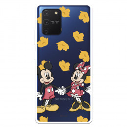 Fundaara Samsung Galaxy S10 Lite Oficial de Disney Mickey y Minnie Mano Patrón Amarillo - Clásicos Disney