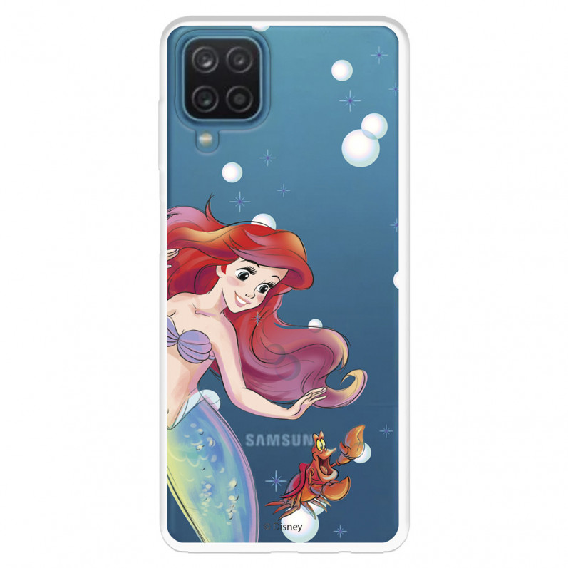 Funda para Samsung Galaxy A22 4G Oficial de Disney Ariel y Sebastián Burbujas - La Sirenita