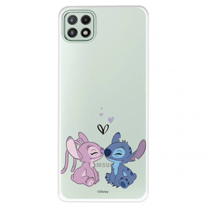 Funda para Samsung Galaxy A22 5G Oficial de Disney Angel & Stitch Beso - Lilo & Stitch