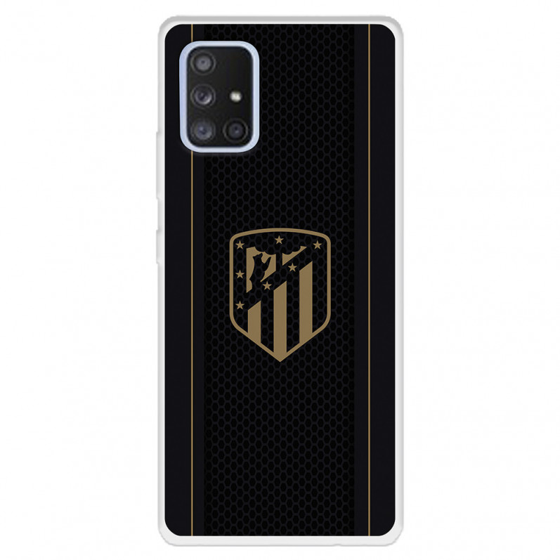 Funda para Samsung Galaxy A71 5G del Atleti Escudo Dorado Fondo Negro - Licencia Oficial Atlético de Madrid