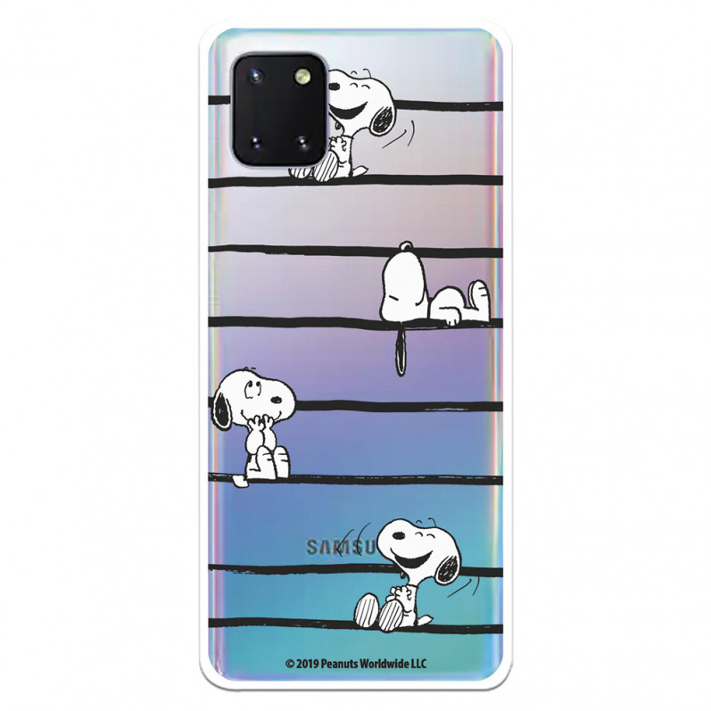 Případ pro Samsung Galaxy A81 Oficiální pruhy Peanuts Snoopy - Snoopy