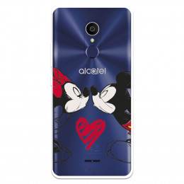 Funda para Alcatel 3C Oficial de Disney Mickey y Minnie Beso - Clásicos Disney