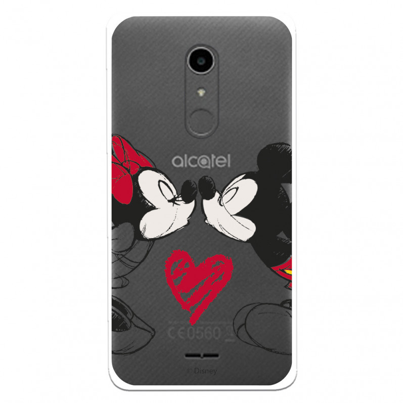 Funda para Alcatel A3 Oficial de Disney Mickey y Minnie Beso - Clásicos Disney