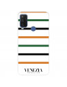 Funda para Alcatel 1 L Pro del Venezia Football Club Fondo Blanco Rayas  - Licencia Oficial Venezia Football Club