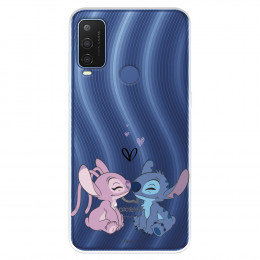 Funda para Alcatel 1 L Pro Oficial de Disney Angel & Stitch Beso - Lilo & Stitch