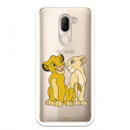 Carcasa Oficial Disney Simba y Nala transparente para Alcatel 3X - El Rey León- La Casa de las Carcasas