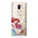 Carcasa Oficial Disney Sirenita y Sebastián Transparente para Alcatel 3X - La Sirenita- La Casa de las Carcasas