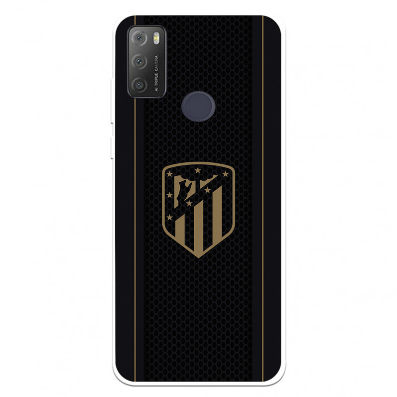 Funda para Alcatel 1S 2021 del Atleti Escudo Dorado Fondo Negro - Licencia Oficial Atlético de Madrid