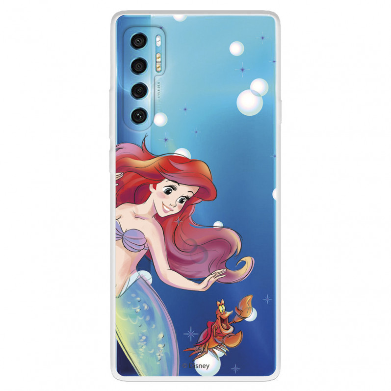 Funda para TCL 20 Pro 5G Oficial de Disney Ariel y Sebastián Burbujas - La Sirenita