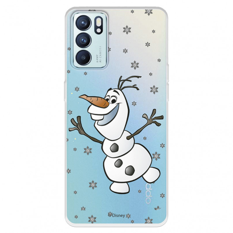 Funda para Oppo Reno6 Oficial de Disney Olaf Transparente - Frozen