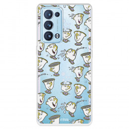 Funda para Oppo Reno6 Pro Oficial de Disney Chip Potts Siluetas - La Bella y la Bestia