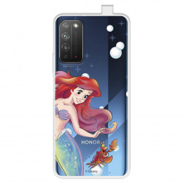 Funda para Huawei Honor X10 5G Oficial de Disney Ariel y Sebastián Burbujas - La Sirenita