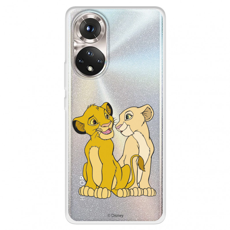 Funda para Huawei Honor 50 5G Oficial de Disney Simba y Nala Silueta - El Rey León