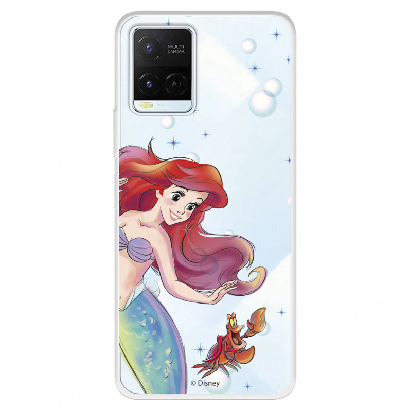 Funda para Vivo Y21S Oficial de Disney Ariel y Sebastián Burbujas - La Sirenita