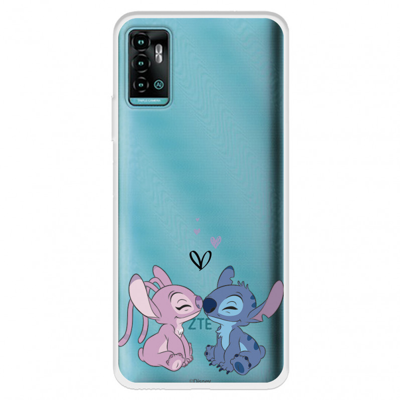 Funda para ZTE Blade A71 Oficial de Disney Angel & Stitch Beso - Lilo & Stitch