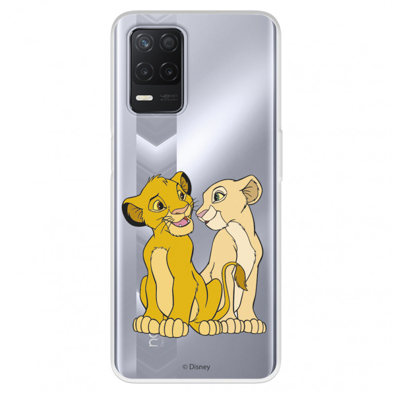 Funda para Realme Narzo 30 5G Oficial de Disney Simba y Nala Silueta - El Rey León