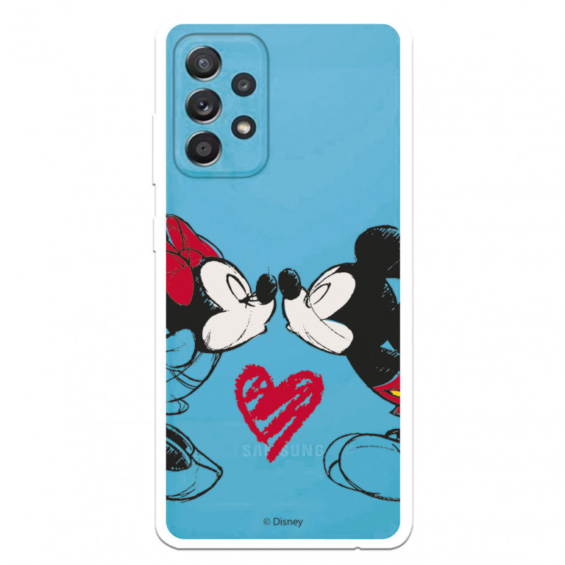 Funda para Samsung Galaxy A52 4G Oficial de Disney Mickey y Minnie Beso - Clásicos Disney