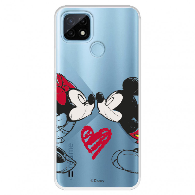 Coque pour Realme C21 Officielle de Disney Mickey et Minnie Bisou - Classiques Disney