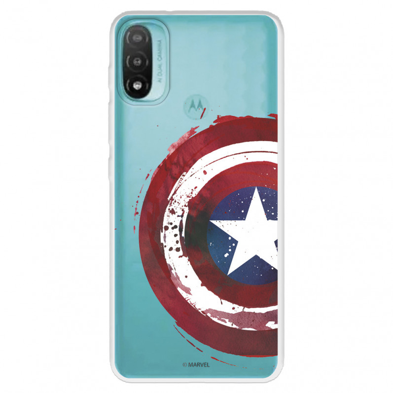 Funda para Motorola Moto E40 Oficial de Marvel Capitán América Escudo Transparente - Marvel