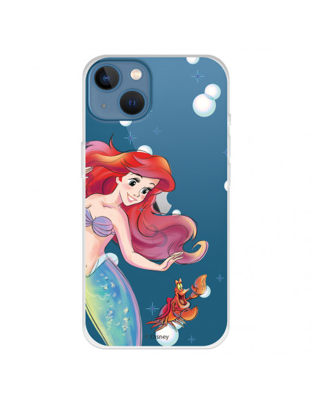 Coque pour iPhone 13 Officielle de Disney Ariel et Sébastien Bulles - La  Petite Sirène
