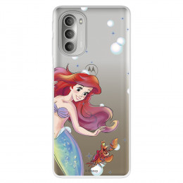 Funda para Motorola Moto G51 5G Oficial de Disney Ariel y Sebastián Burbujas - La Sirenita