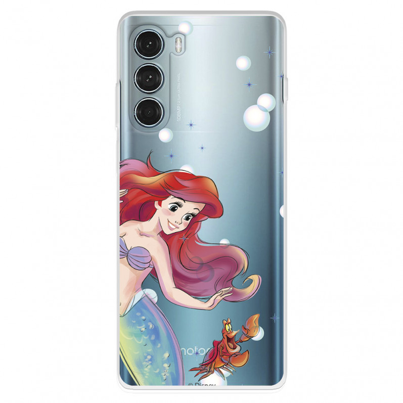 Funda para Motorola Moto G200 5G Oficial de Disney Ariel y Sebastián Burbujas - La Sirenita