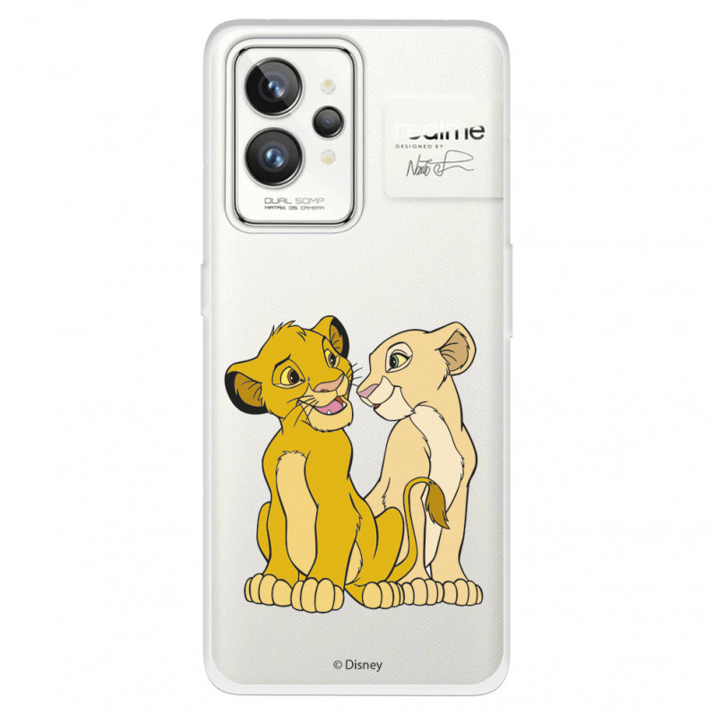 Funda para Realme GT 2 Pro Oficial de Disney Simba y Nala Silueta - El Rey León