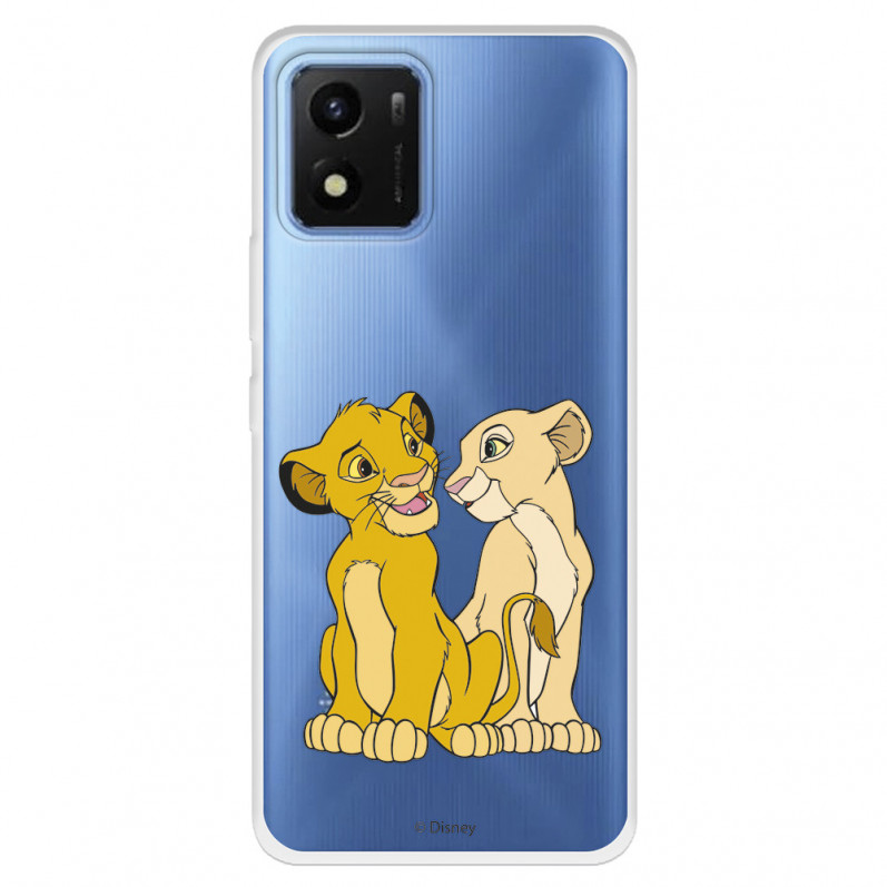 Funda para Vivo Y01 Oficial de Disney Simba y Nala Silueta - El Rey León