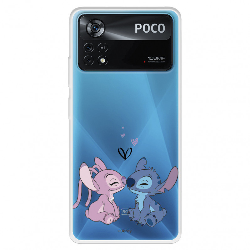 Funda para Xiaomi Poco X4 Pro Oficial de Disney Angel & Stitch Beso - Lilo & Stitch