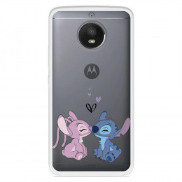 Funda para Motorola Moto E4 Oficial de Disney Angel & Stitch Beso - Lilo & Stitch