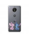 Funda para Motorola Moto E4 Oficial de Disney Angel & Stitch Beso - Lilo & Stitch