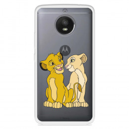 Funda para Motorola Moto E4 Oficial de Disney Simba y Nala Silueta - El Rey León