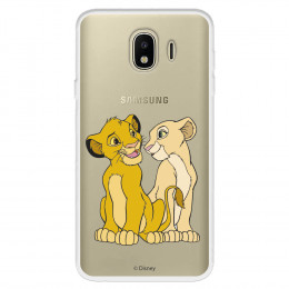 Funda para Samsung Galaxy J4 2018 Oficial de Disney Simba y Nala Silueta - El Rey León