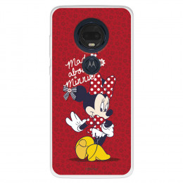 Funda para Motorola Moto G7 Plus Oficial de Disney Minnie Mad About - Clásicos Disney