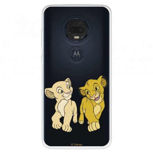 Funda para Motorola Moto G7 Plus Oficial de Disney Simba y Nala Mirada Complice - El Rey León