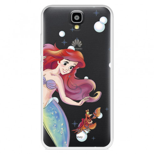 Funda para Huawei Y560 Oficial de Disney Ariel y Sebastián Burbujas - La Sirenita