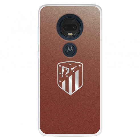 Funda para Motorola Moto G7 Plus del Atlético de Madrid Escudo Plateado Fondo  - Licencia Oficial Atlético de Madrid