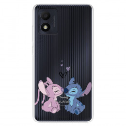 Funda para Alcatel 1B 2022 Oficial de Disney Angel & Stitch Beso - Lilo & Stitch