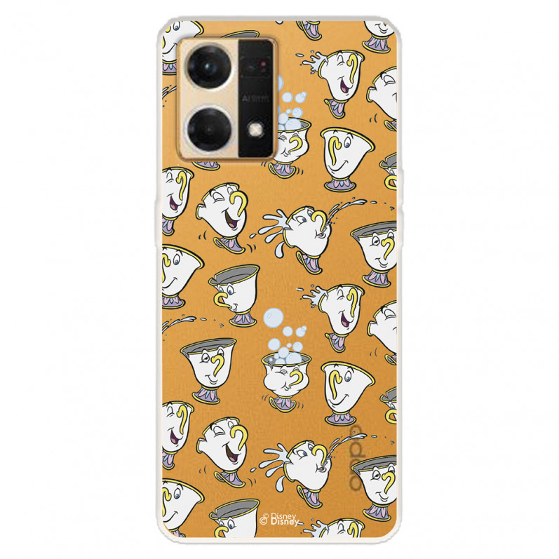 Funda para Oppo Reno 7 4G Oficial de Disney Chip Potts Siluetas - La Bella y la Bestia