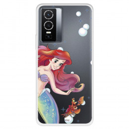 Funda para Vivo Y76 5G Oficial de Disney Ariel y Sebastián Burbujas - La Sirenita