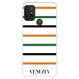 Funda para Motorola Moto G30 del Venezia Football Club Fondo Blanco Rayas  - Licencia Oficial Venezia Football Club