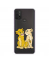 Funda para Motorola Moto G30 Oficial de Disney Simba y Nala Silueta - El Rey León