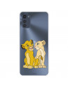 Funda para Motorola Moto E32 Oficial de Disney Simba y Nala Silueta - El Rey León