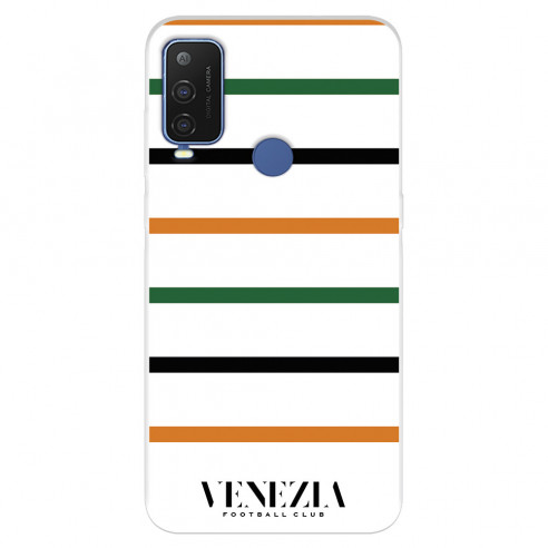 Funda para Alcatel 1 L Pro del Venezia Football Club Fondo Blanco Rayas  - Licencia Oficial Venezia Football Club