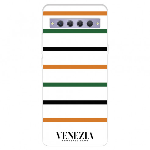 Funda para TCL 10 Plus del Venezia Football Club Fondo Blanco Rayas  - Licencia Oficial Venezia Football Club